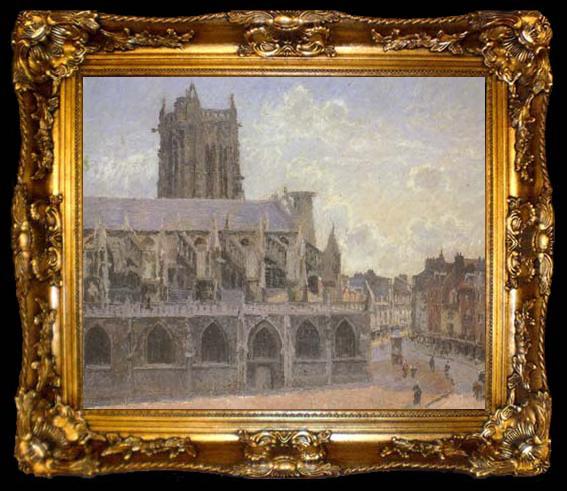 framed  Camille Pissaro The Church of St.Jacques at Dieppe (san08), ta009-2
